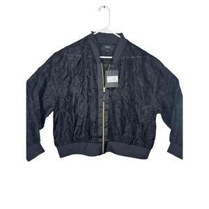 GSTQ  Black Beauty Floral Bomber Plus Jacket Long Sleeve Size 1X